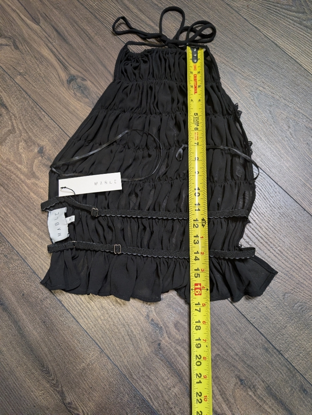 Mable Black Smocked Halter Crop Top & Maxi Skirt Set Size Medium - Picture 6 of 10